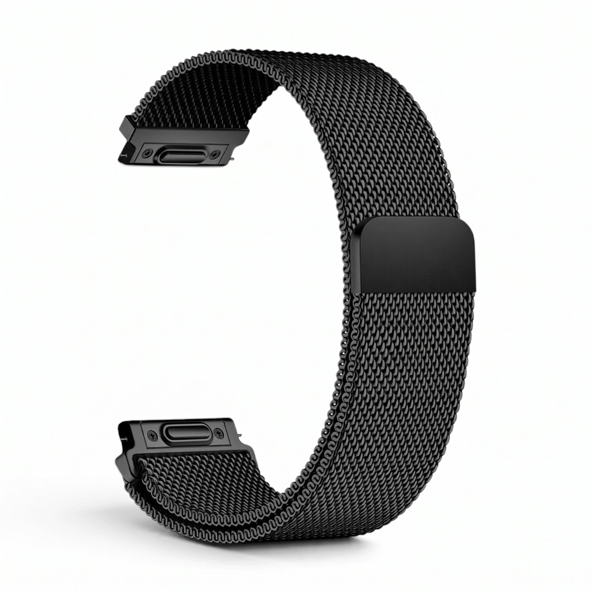 Bracelet Alvéole milanais acier noir, vue de profil - Garmin Quick Release 18mm | Clipz-it