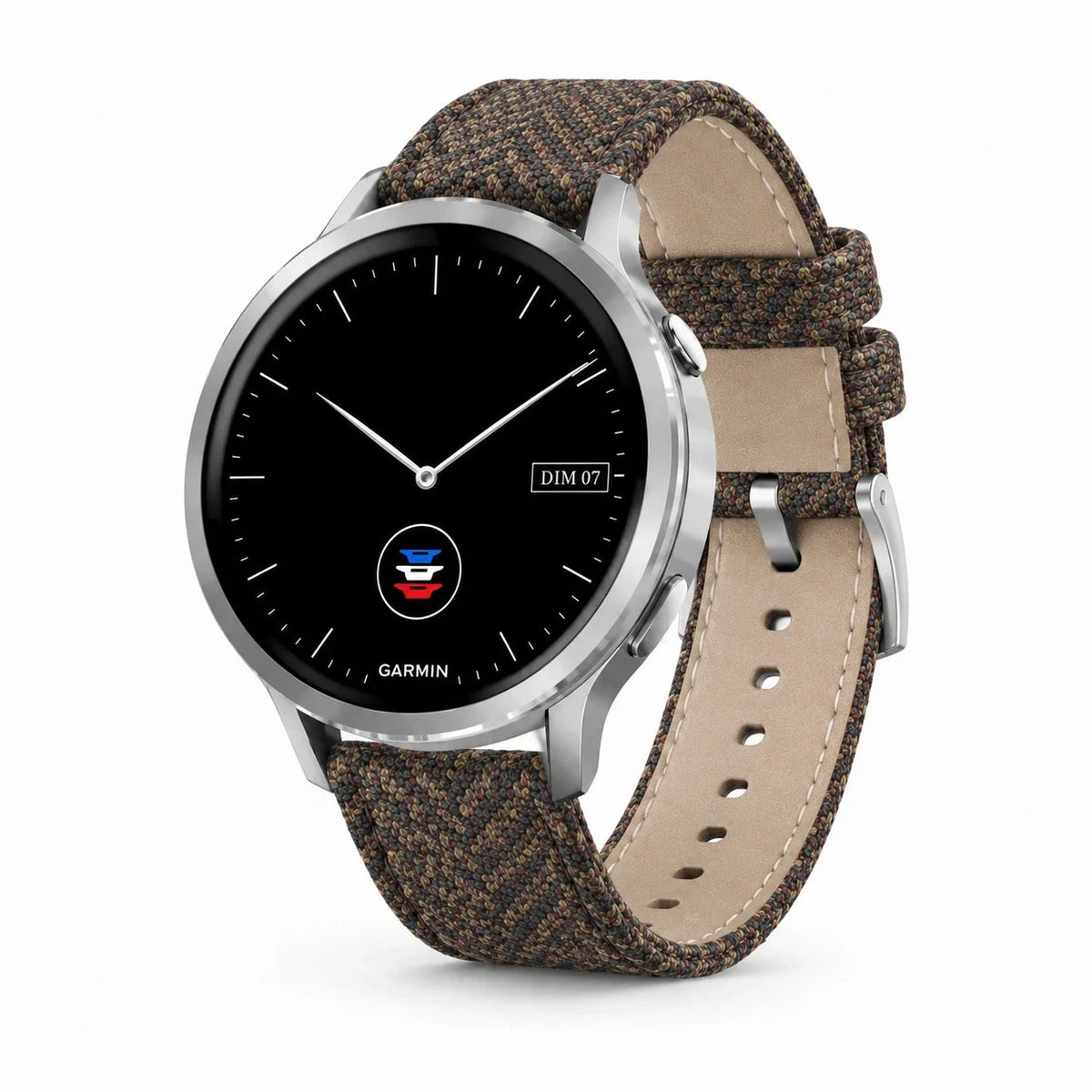 Pasek Highland, tweed i skóra, brązowy, srebrna sprzączka - Garmin Quick-Release 18 mm | Clipz-it