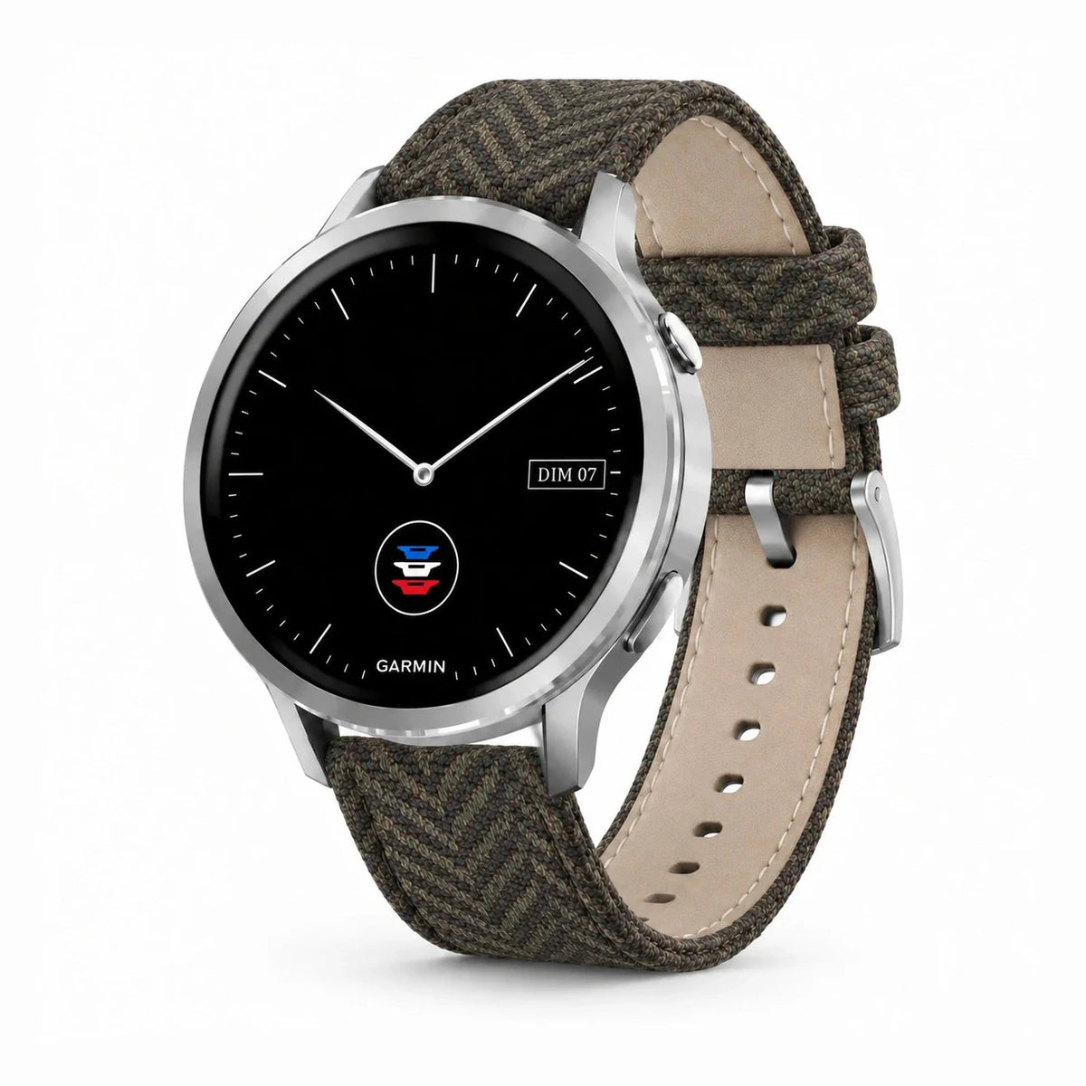 Pasek Highland, tweed i skóra, zielony, srebrna sprzączka - Garmin Quick-Release 18 mm | Clipz-it