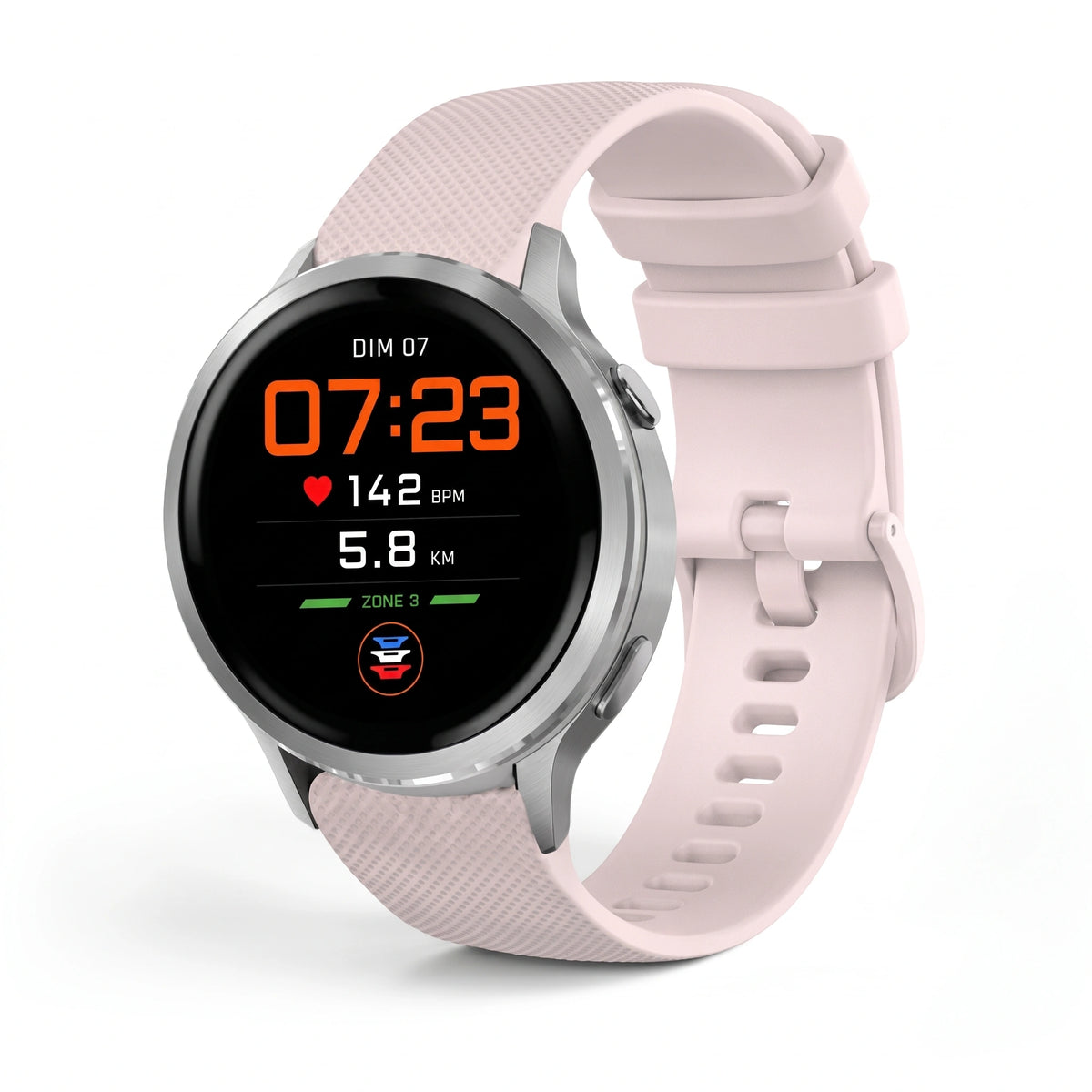 Bracelet Motion silicone rose, vue de face - Garmin Quick Release 18mm | Clipz-it