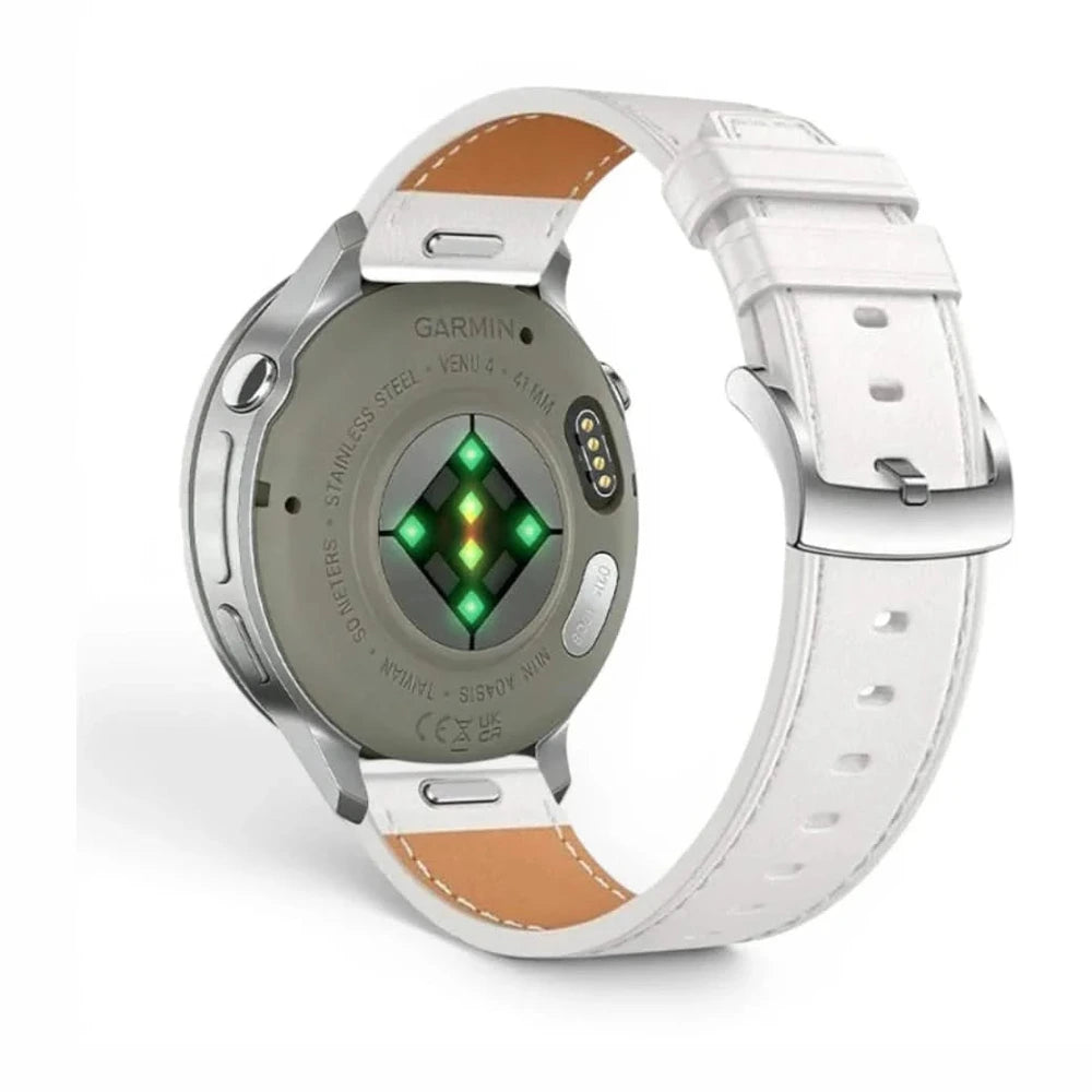 Bracelet Nappa cuir blanc, vue de face 2 - Garmin Quick Release 18mm | Clipz-it