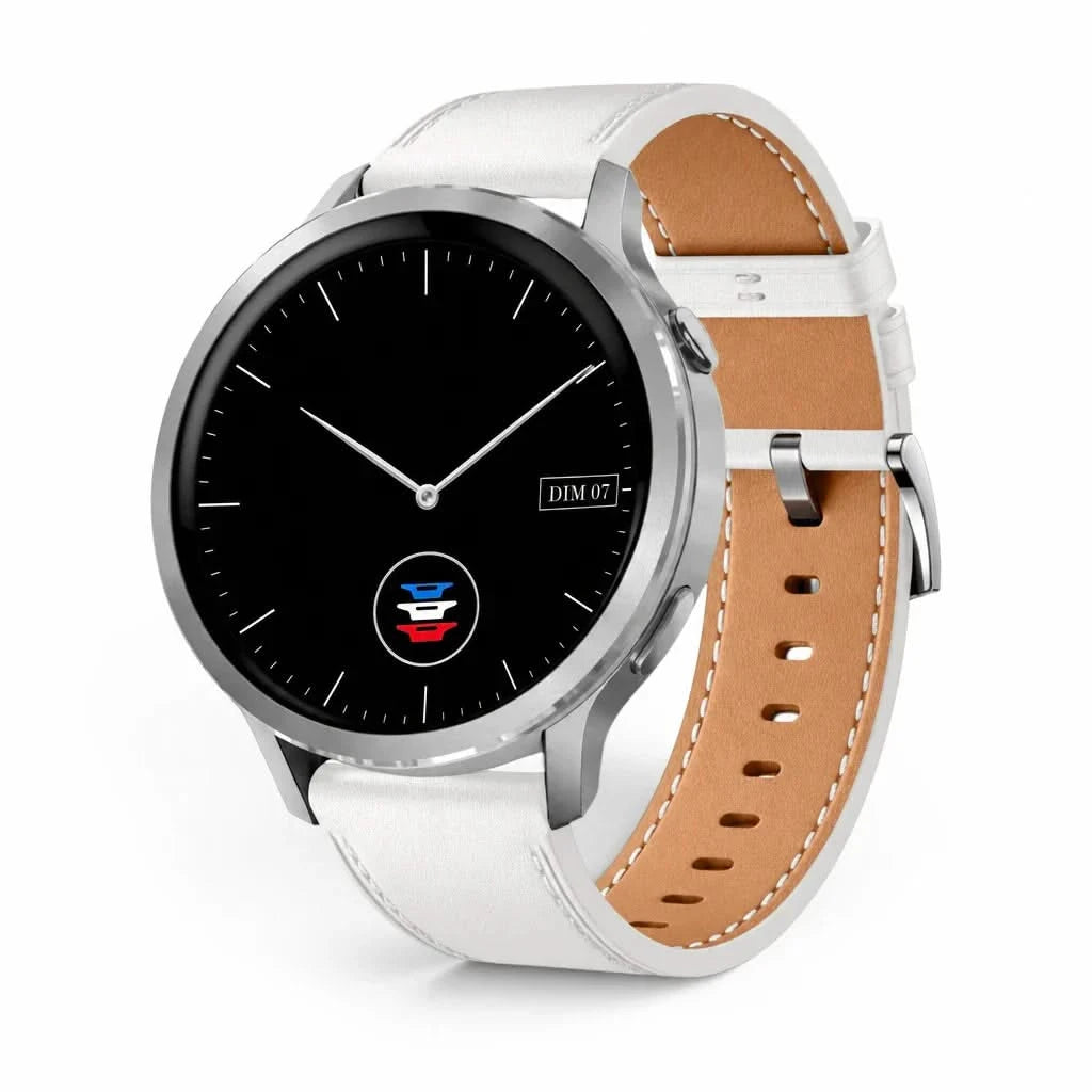 Pasek Nappa ze skóry, biały, widok z przodu - Garmin Quick Release 18 mm | Clipz-it