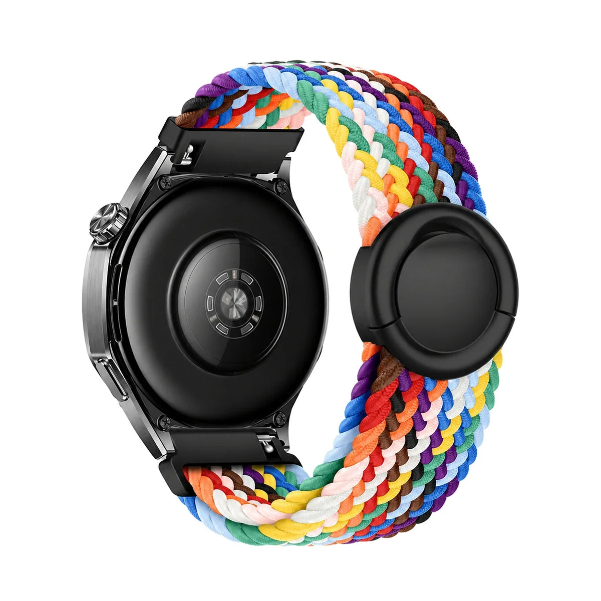 Pasek Natte z plecionego nylonu, tęczowy, widok z tyłu - Garmin Quick Release 18 mm