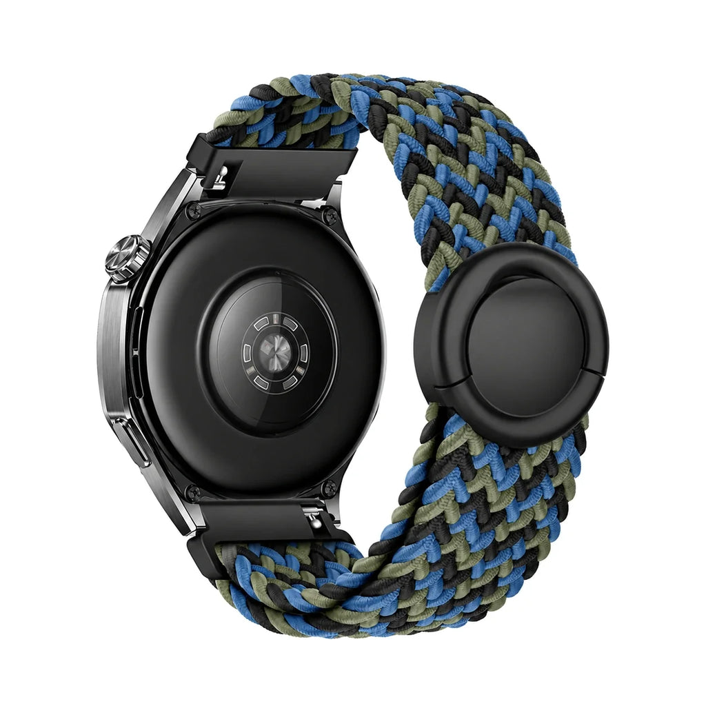 Natte flätat nylonarmband, camouflage bleu, sett bakifrån - Garmin snabbfäste 18 mm