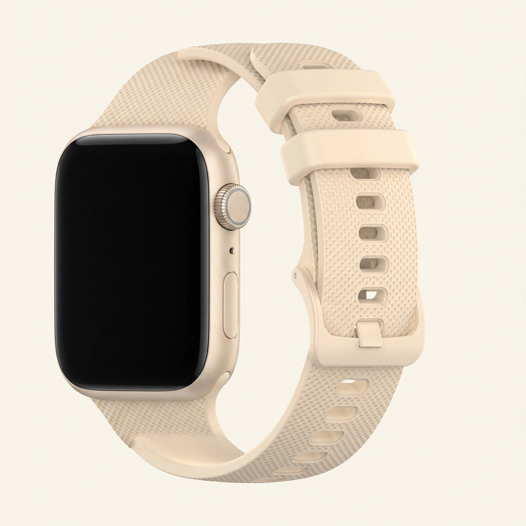 Bracelet Motion silicone beige, vue de profil - Garmin Quick Release 18mm | Clipz-it