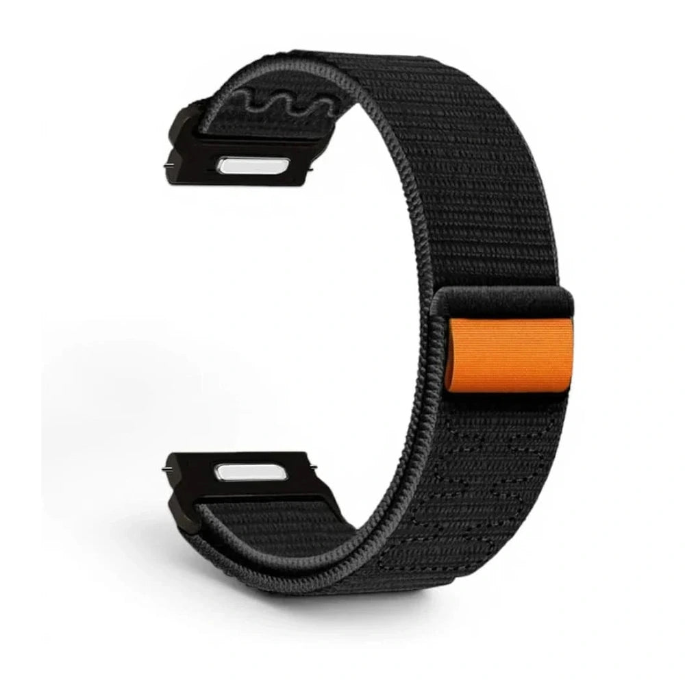 Weave flätat nylonarmband i svart, från sidan – Garmin snabbfäste 18 mm | Clipz-it