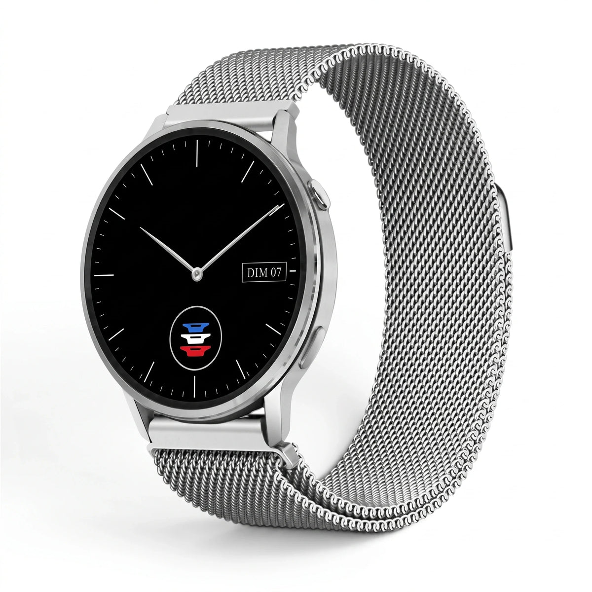 Bracelet Alvéole milanais acier argent, vue de face - Garmin Quick Release 20mm | Clipz-it