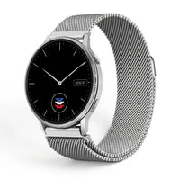 Bracelete Alvéole malha milanesa aço inoxidável prateado, vista de frente - Garmin Quick Release 20 mm | Clipz-it