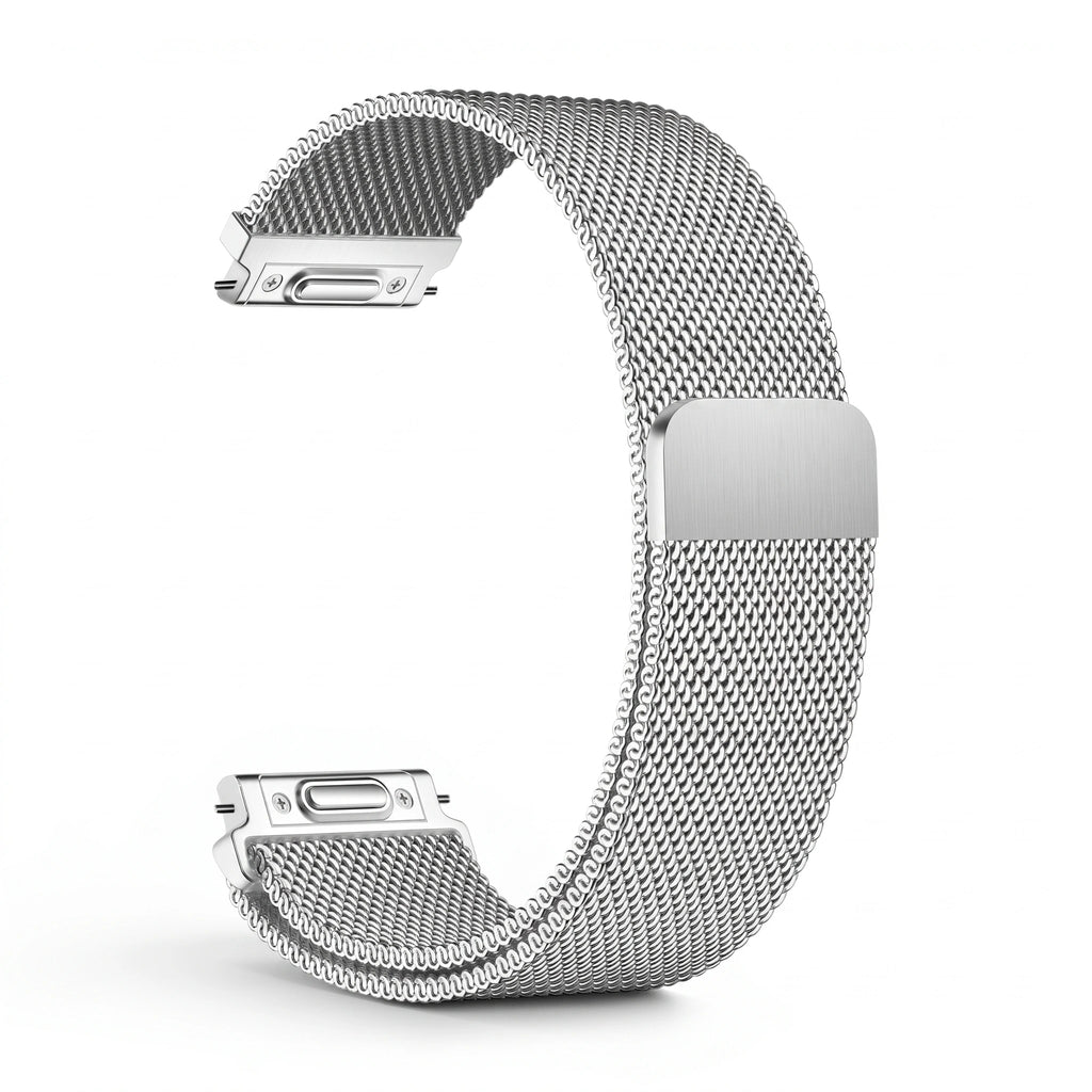 Bracelet Alvéole milanais acier argent, vue de profil - Garmin Quick Release 20mm | Clipz-it