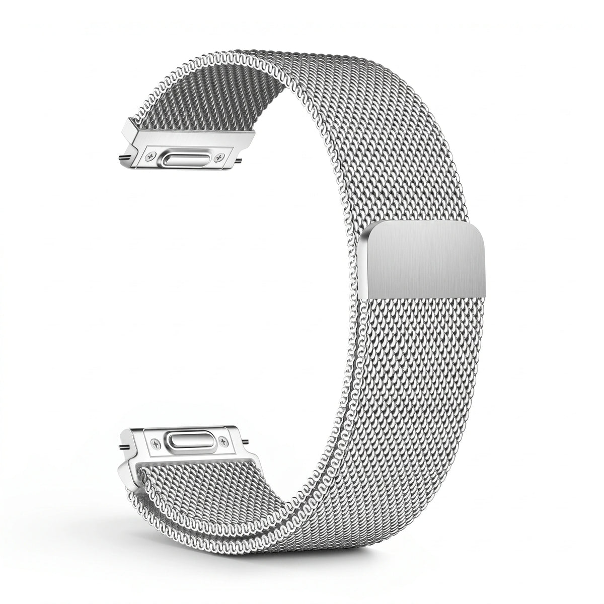 Bracelet Alvéole milanais acier argent, vue de profil - Garmin Quick Release 20mm | Clipz-it