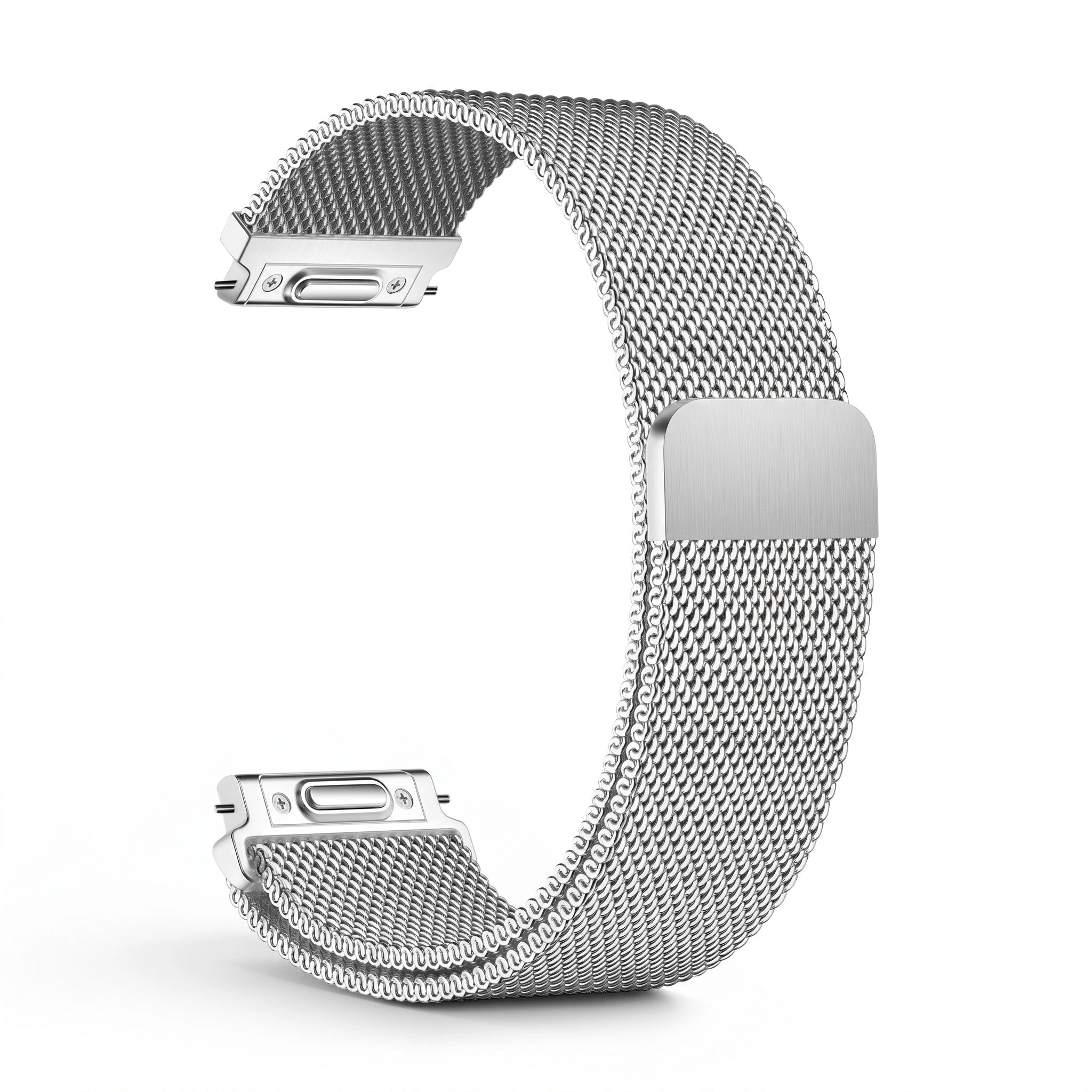 Bracelet Alvéole milanais acier argent, vue de profil - Garmin Quick Release 20mm | Clipz-it