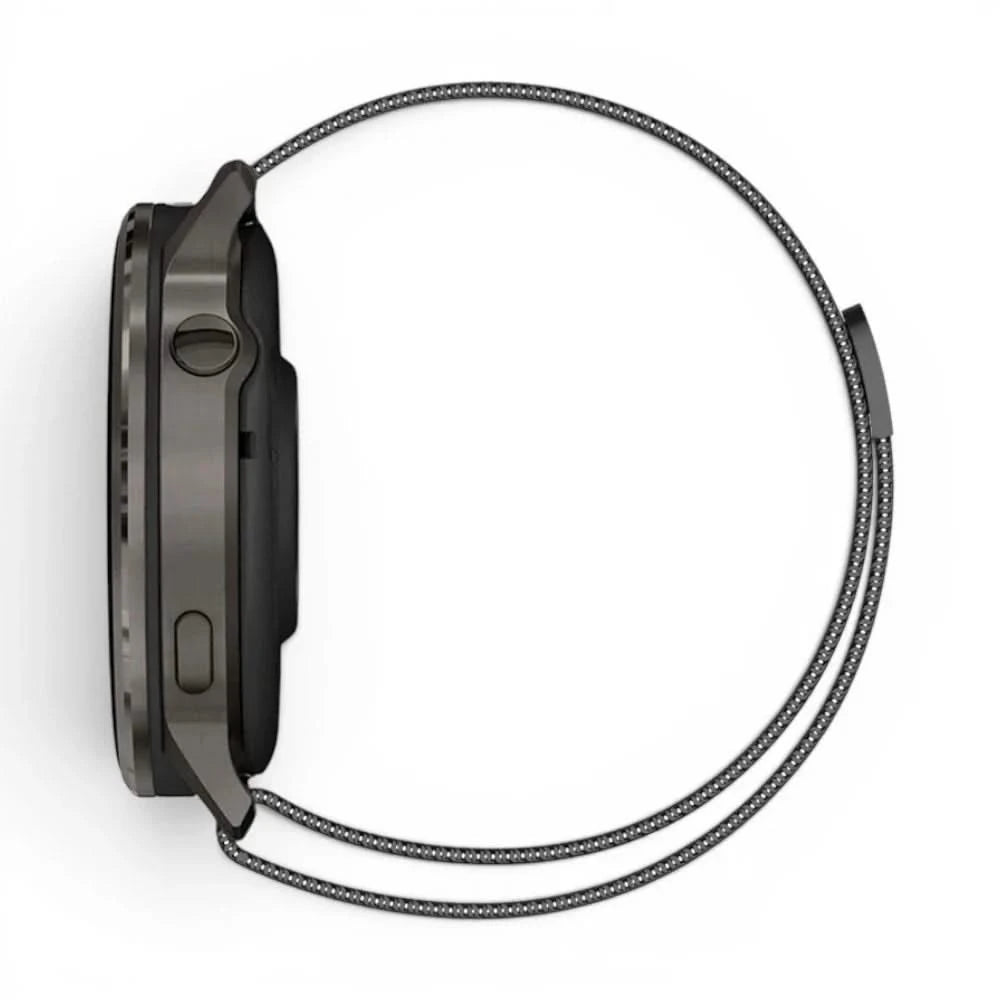 Bracelet Alvéole milanais acier noir, vue de dos - Garmin Quick Release 20mm | Clipz-it