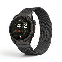 Bracelet Alvéole milanais acier noir, vue de face - Garmin Quick Release 20mm | Clipz-it