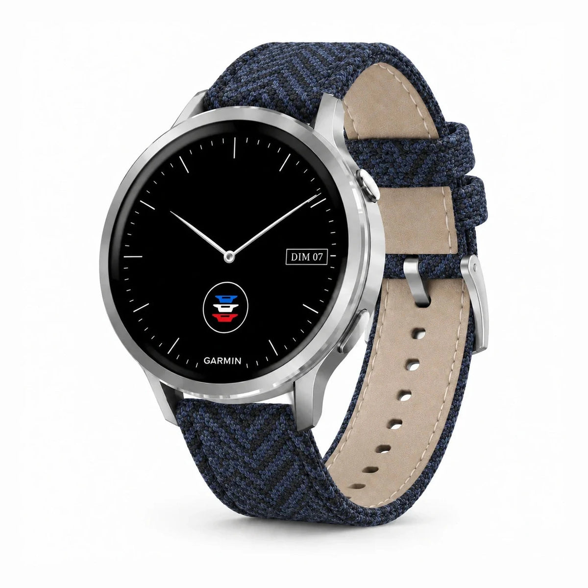 Highland tweed & leather strap blue with silver buckle - Garmin Quick-Release 20 mm | Clipz-it