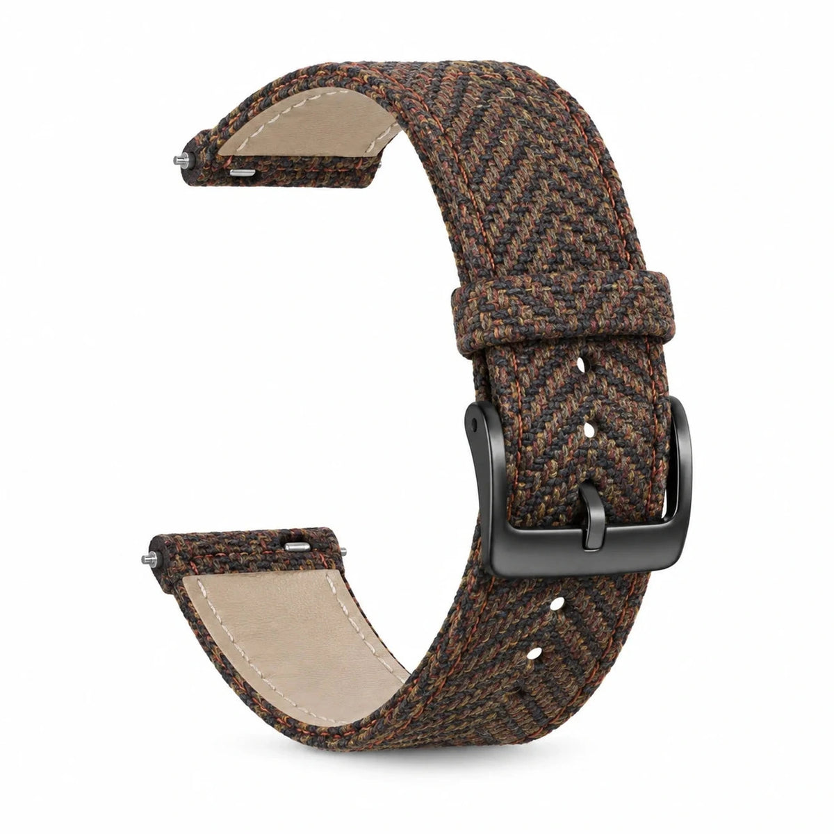 Highland tweed & leather strap brown with black buckle, view 3 - Garmin Quick-Release 20 mm | Clipz-it