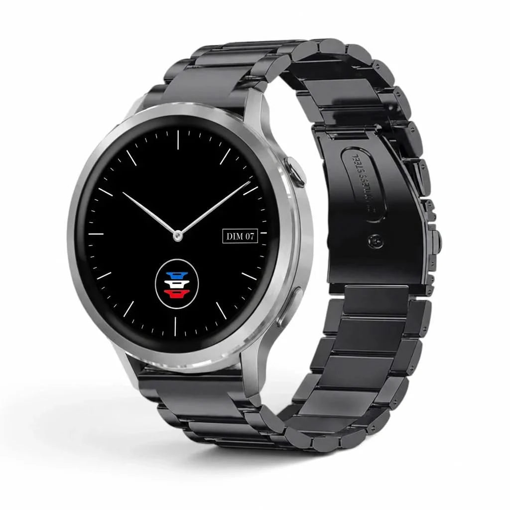 Bracelet Maillon acier inoxydable acier noir, vue de face - Garmin Quick Release 20mm | Clipz-it
