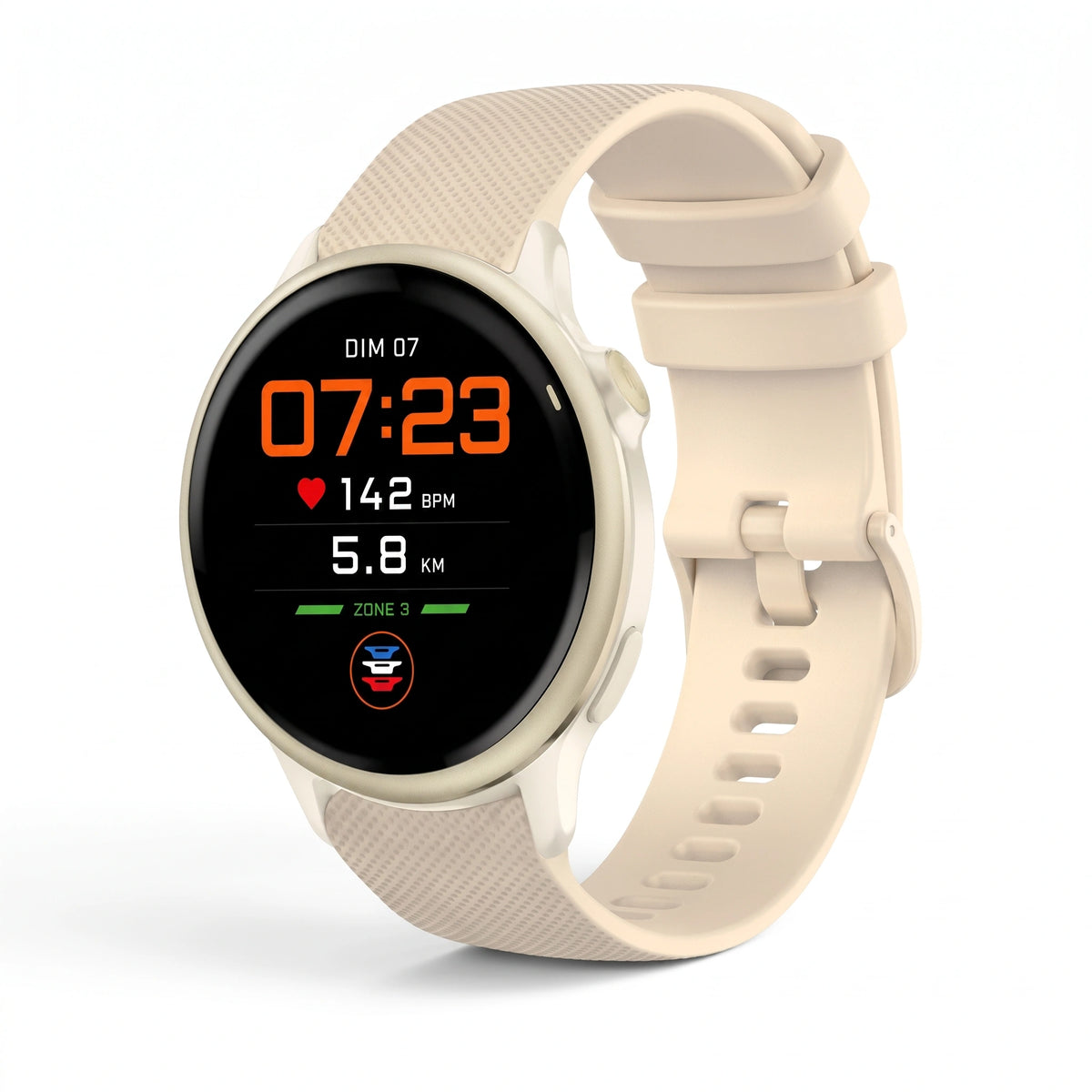 Bracelet Motion silicone beige, vue de face - Garmin Quick Release 20mm | Clipz-it