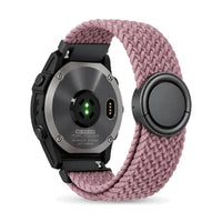 Natte flätat nylonarmband, mauve, sett bakifrån - Garmin snabbfäste 20 mm