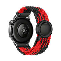 Natte flätat nylonarmband, noir et rouge, sett bakifrån - Garmin snabbfäste 20 mm