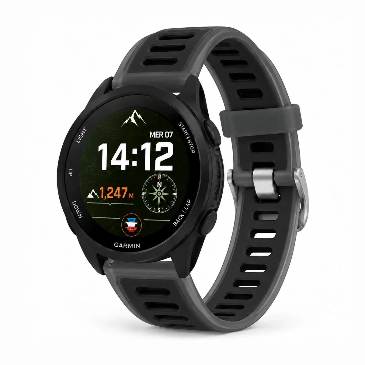 Bracelet Prism silicone translucide noir, vue de face - Garmin Quick-Release 20mm | Clipz-it
