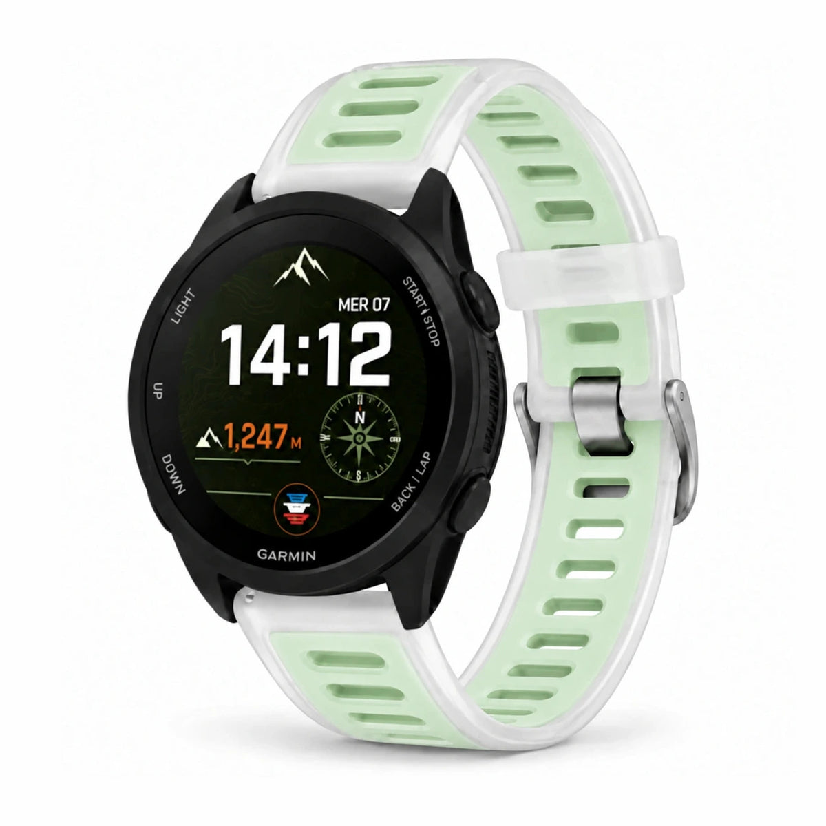 Pasek Prism, silikon półprzezroczysty, miętowy, widok z przodu - Garmin Quick Release 20 mm | Clipz-it