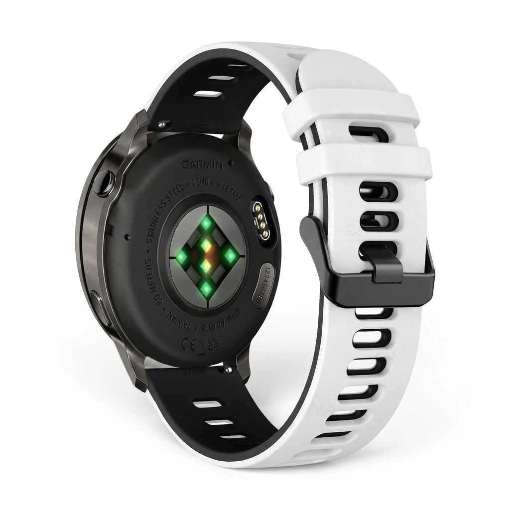 Bracelet Rhythm silicone blanc, vue de face 2 - Garmin Quick Release 20mm | Clipz-it