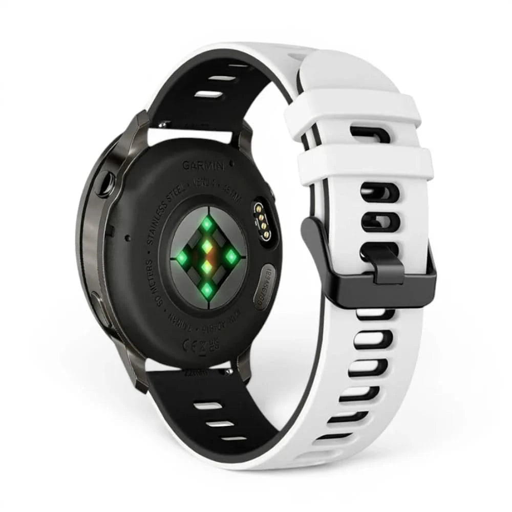 Bracelet Rhythm silicone blanc, vue de face 2 - Garmin Quick Release 20mm | Clipz-it