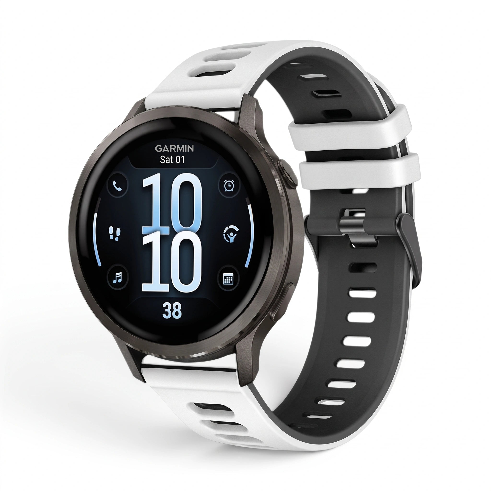 Bracelet Rhythm silicone blanc, vue de face - Garmin Quick Release 20mm | Clipz-it