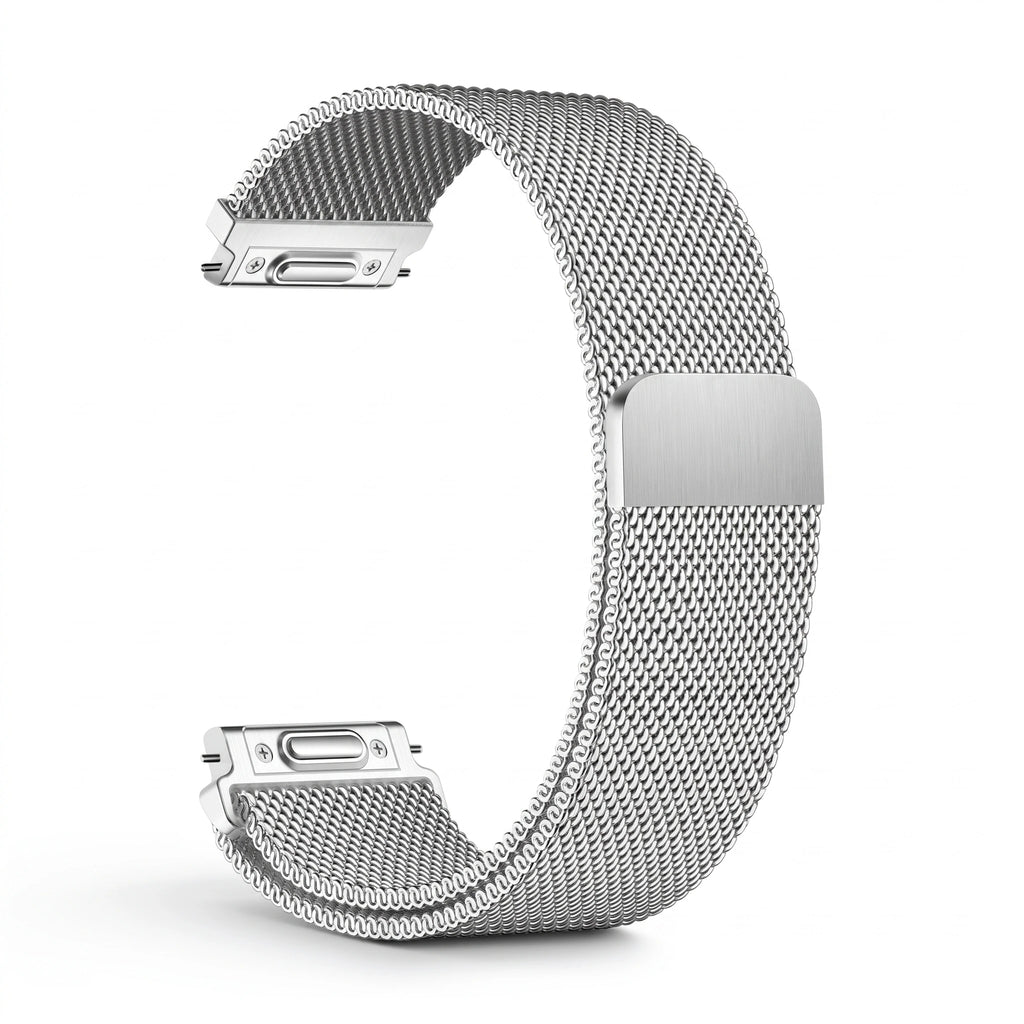 Bracelet Alvéole milanais acier argent, vue de profil - Garmin Quick Release 22mm | Clipz-it