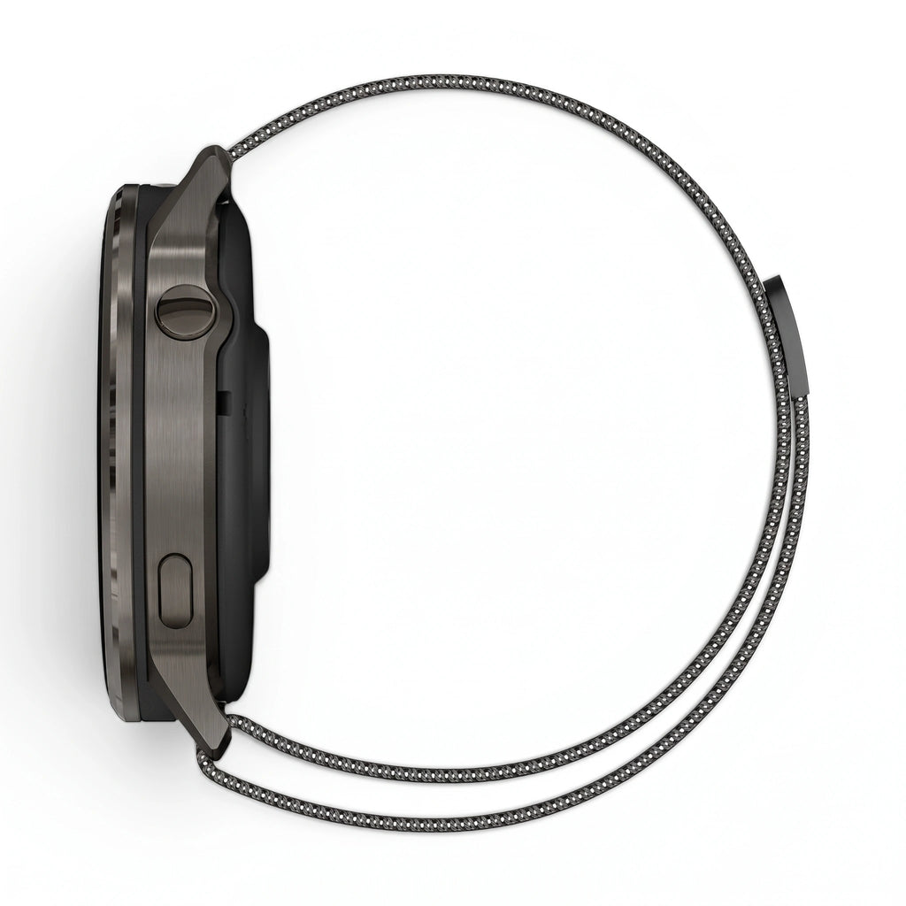 Bracelet Alvéole milanais acier noir, vue de dos - Garmin Quick Release 22mm | Clipz-it