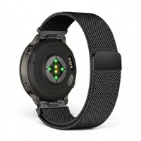 Bracelet Alvéole milanais acier noir, vue de face 2 - Garmin Quick Release 22mm | Clipz-it