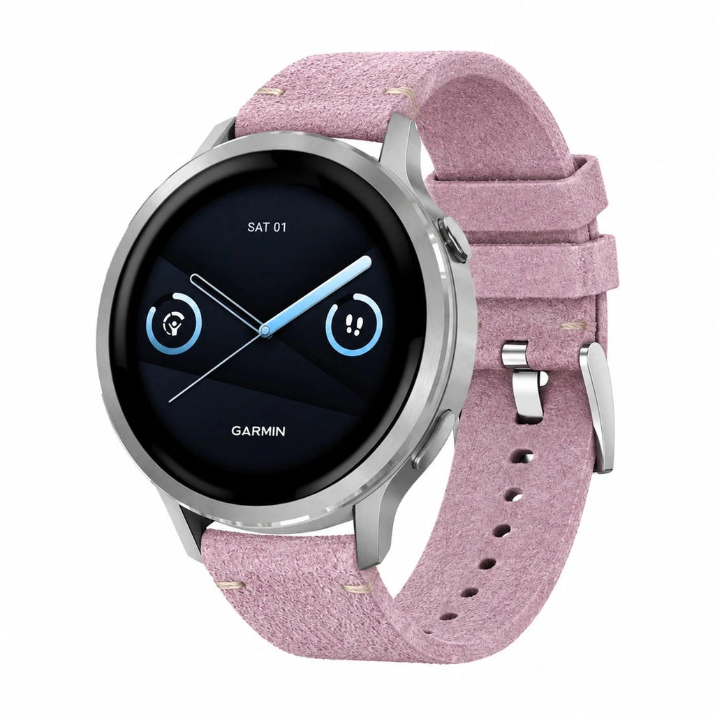 Bracelet Camden daim nubuck rose pale - Garmin Quick-Release 22mm | Clipz-it