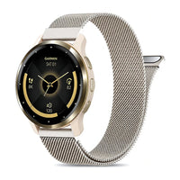 Bracelete Fantaisie em malha milanesa luz das estrelas, vista de frente - Garmin de libertação rápida 22 mm