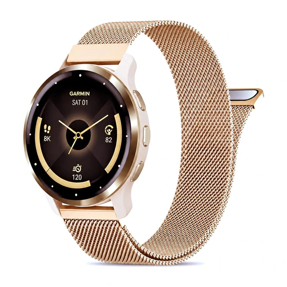 Fantaisie urrem i milanese, or rose, set forfra - Garmin Quick Release 22 mm