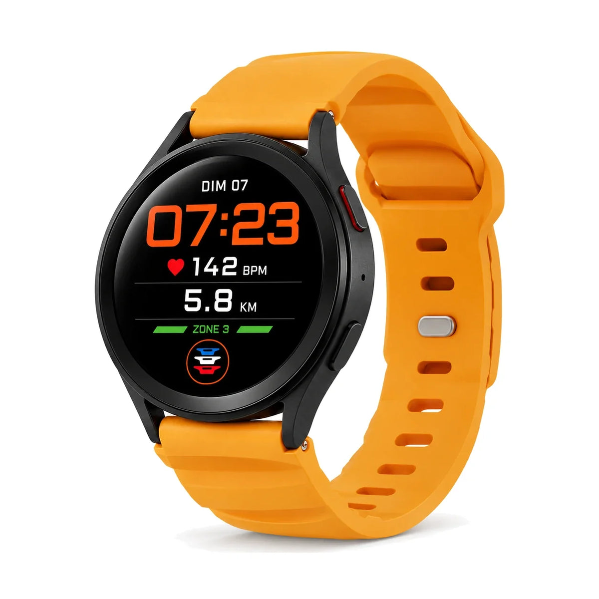 Gradin FKM fluoroelastomer strap, yellow, front view - Garmin Quick Release 22mm