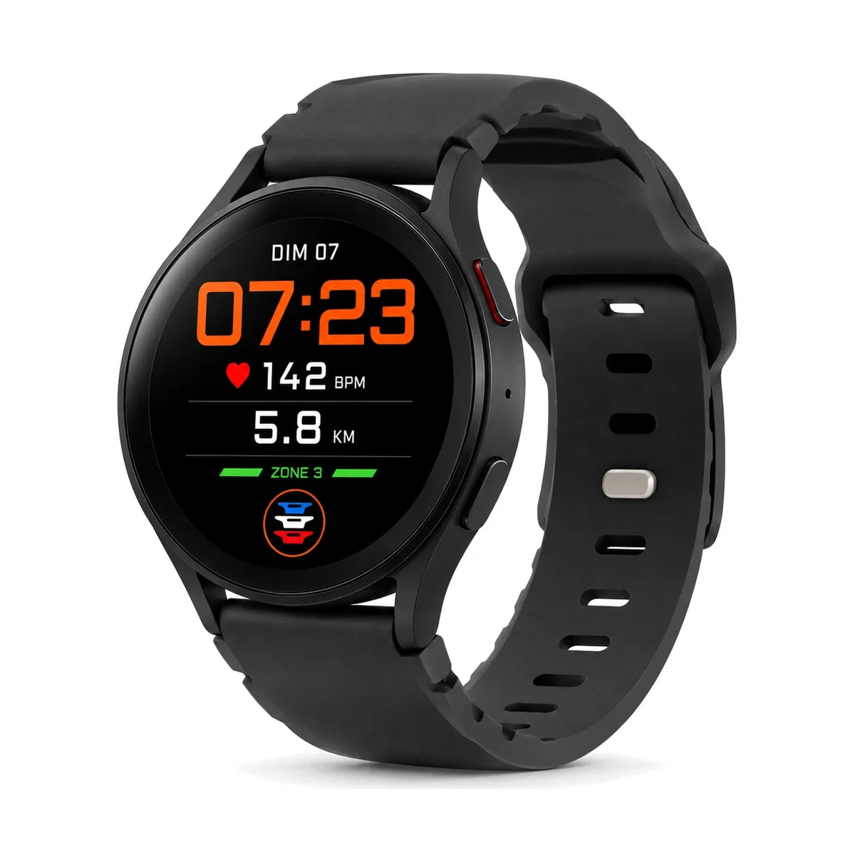 Gradin FKM fluoroelastomer strap, black, front view - Garmin Quick Release 22mm