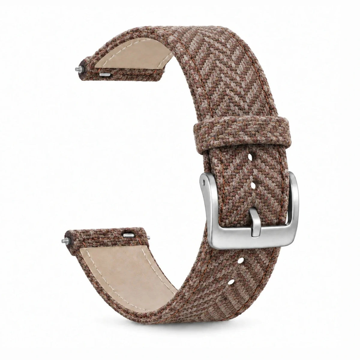 Bracelet Highland tweed & cuir beige boucle argent, vue 3 - Garmin Quick-Release 22mm | Clipz-it