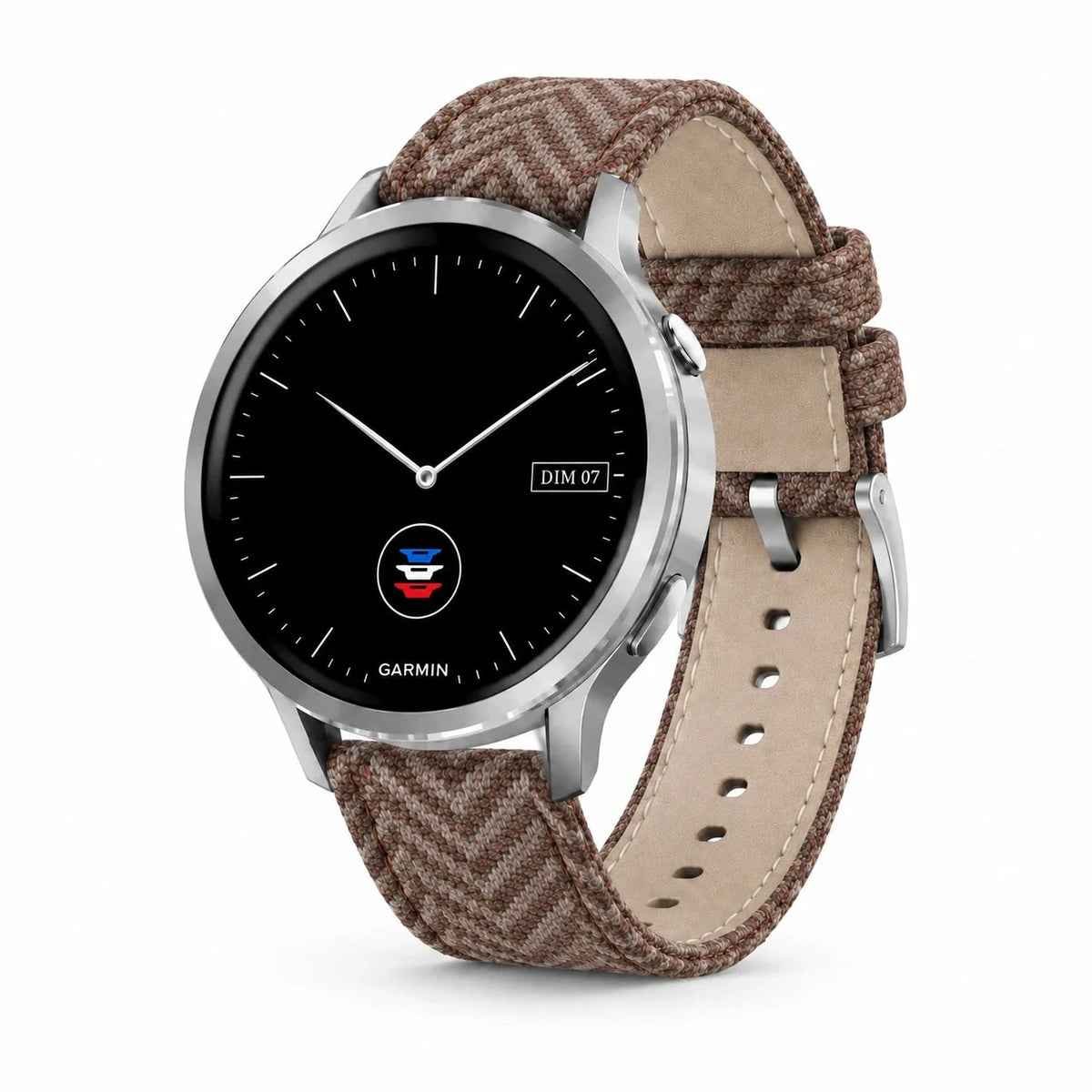 Bracelet Highland tweed & cuir beige boucle argent - Garmin Quick-Release 22mm | Clipz-it