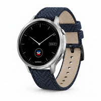 Bracelet Highland tweed & cuir bleu boucle noire - Garmin Quick-Release 22mm | Clipz-it