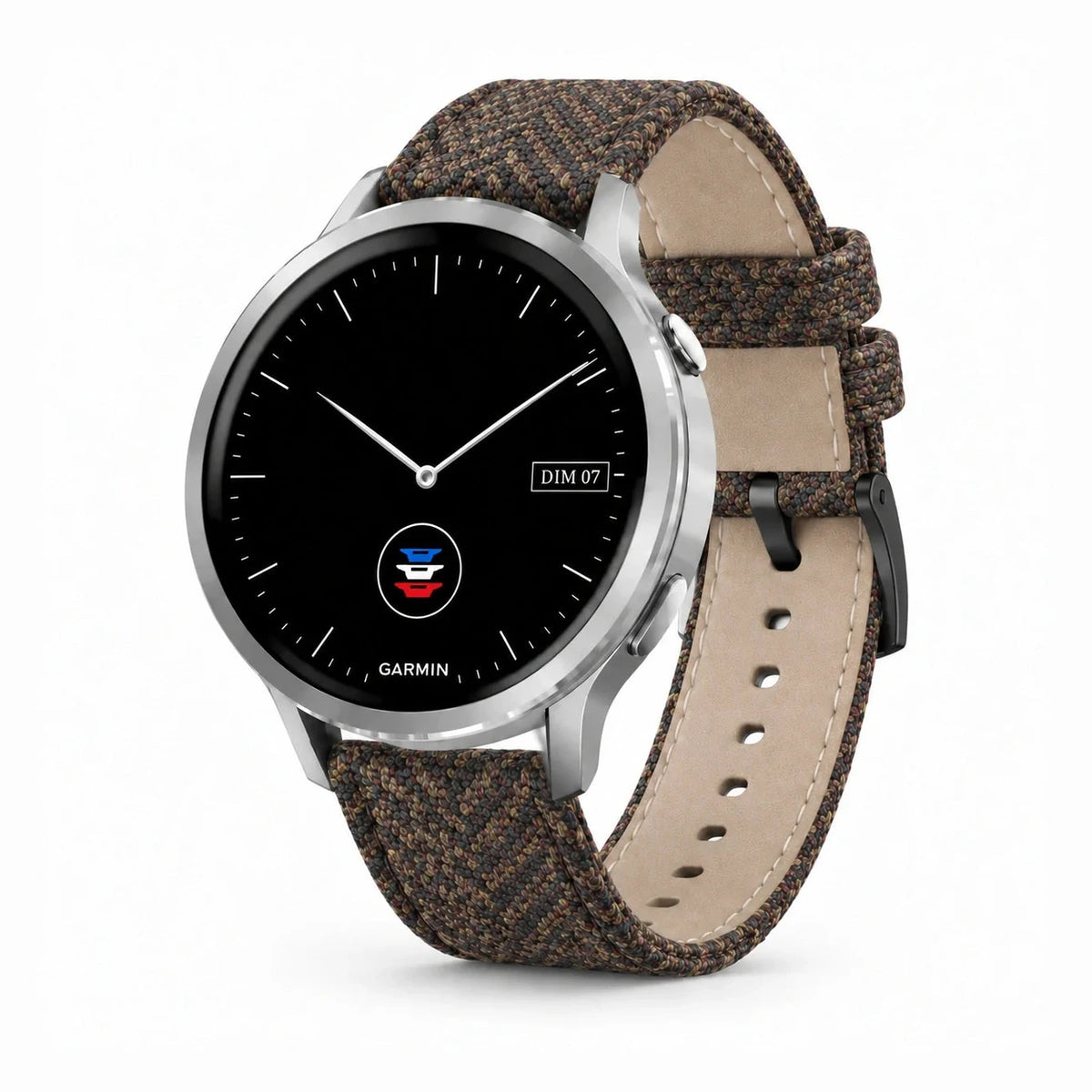 Bracelet Highland tweed & cuir marron boucle noire - Garmin Quick-Release 22mm | Clipz-it