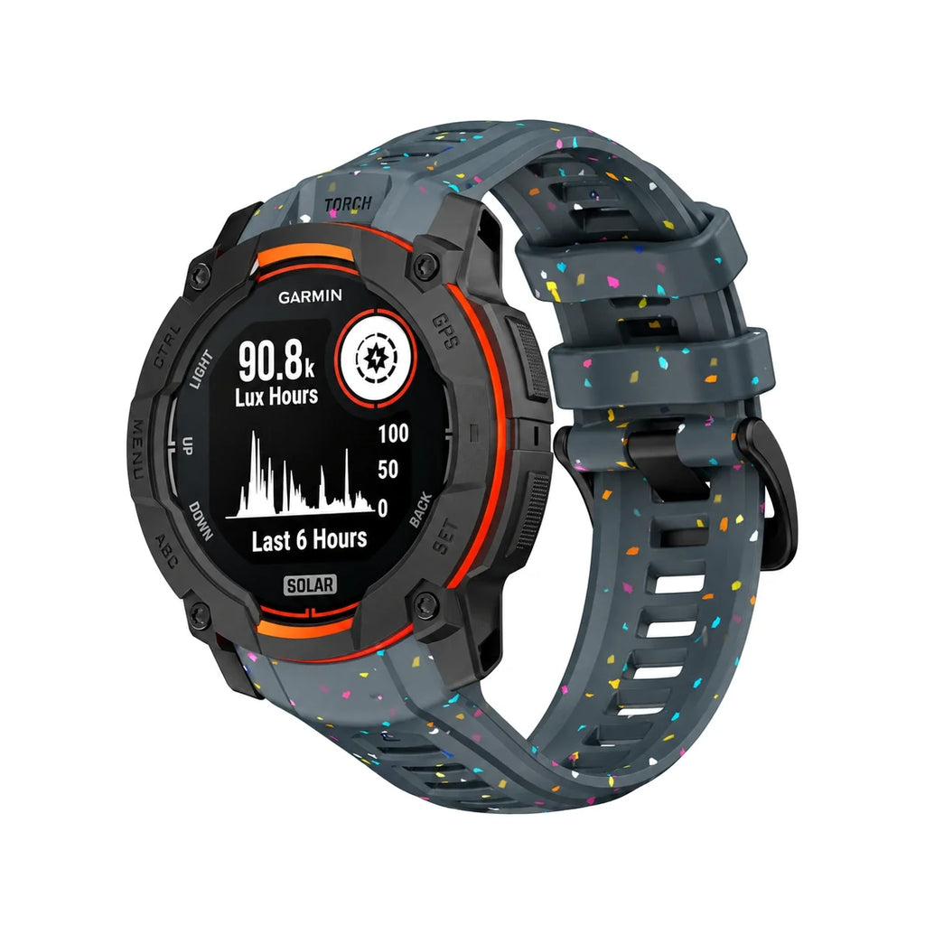 Lumen silicone strap, slate blue, front view - Garmin Quick Release 22mm