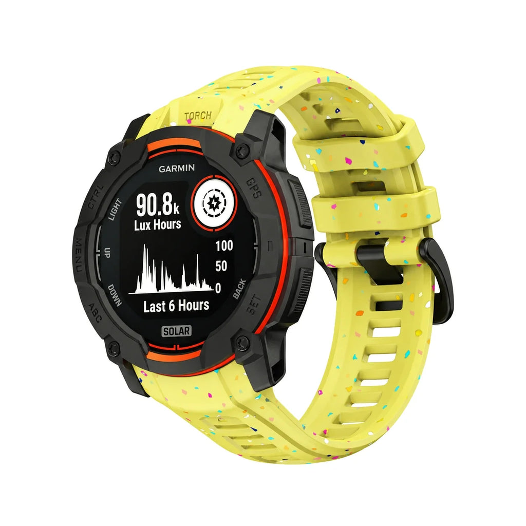Lumen silicone strap, yellow, front view - Garmin Quick Release 22mm