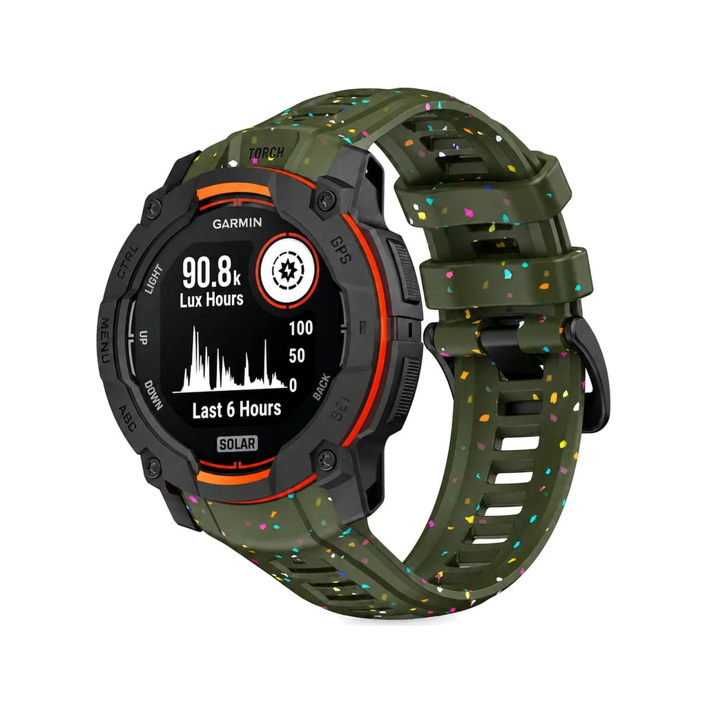 Lumen silicone strap, military green, front view - Garmin Quick Release 22mm
