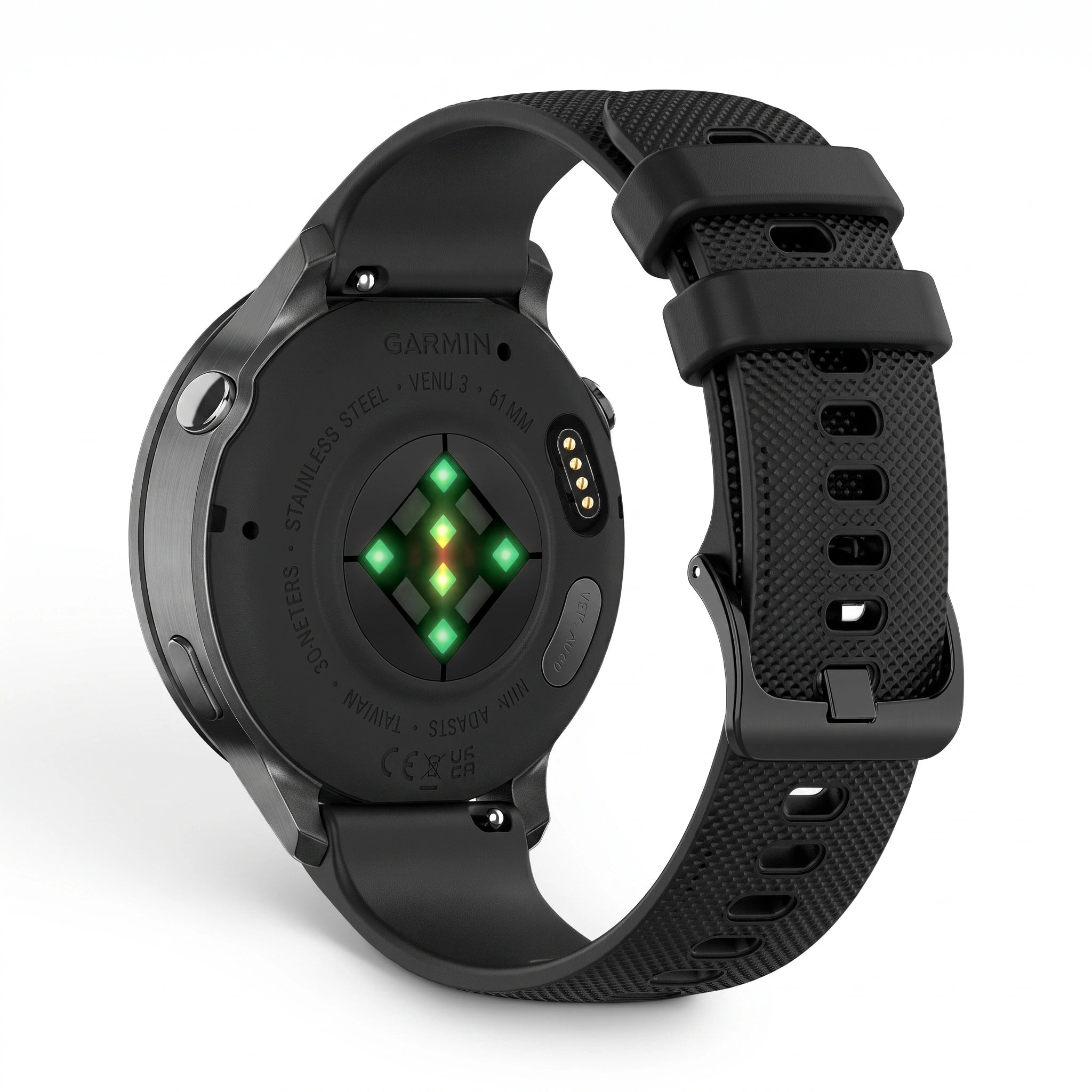 Bracelet Motion silicone noir, vue de face 2 - Garmin Quick Release 22mm | Clipz-it