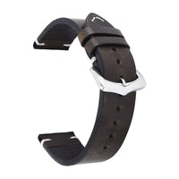 Kožni remen za sat Patine od prave kože, crni, prikaz sa strane - Garmin Quick Release 22 mm | Clipz-it