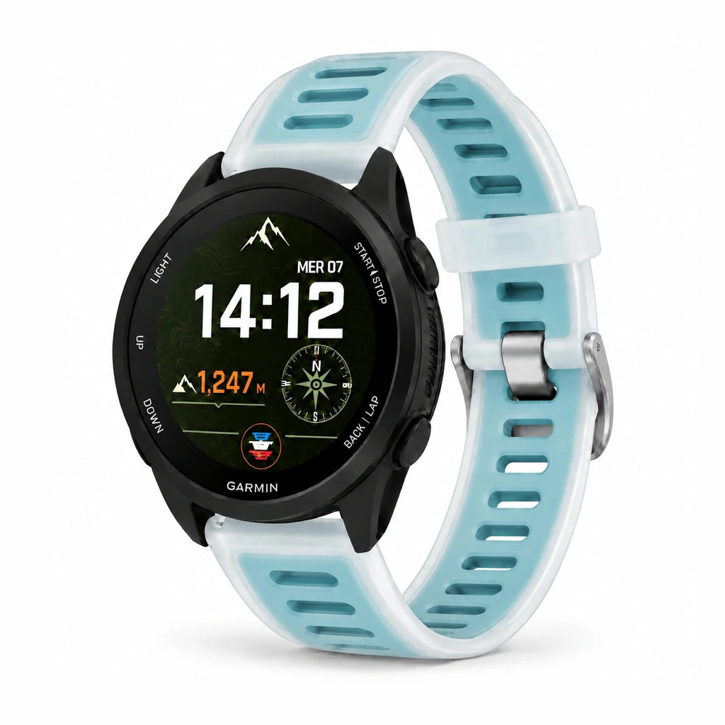 Prism silikoninė pusiau skaidri laikrodžio apyrankė, mėlyna, vaizdas iš priekio - Garmin Quick Release 22 mm | Clipz-it