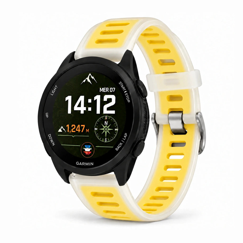 Prism silikoninė pusiau skaidri laikrodžio apyrankė, geltona, vaizdas iš priekio - Garmin Quick Release 22 mm | Clipz-it