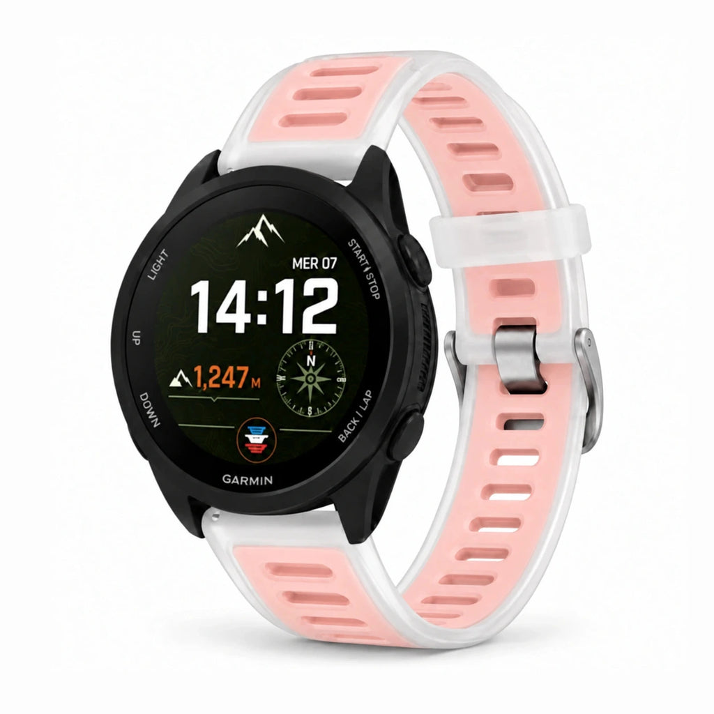 Prism silikoninė pusiau skaidri laikrodžio apyrankė, rožinė, vaizdas iš priekio - Garmin Quick Release 22 mm | Clipz-it