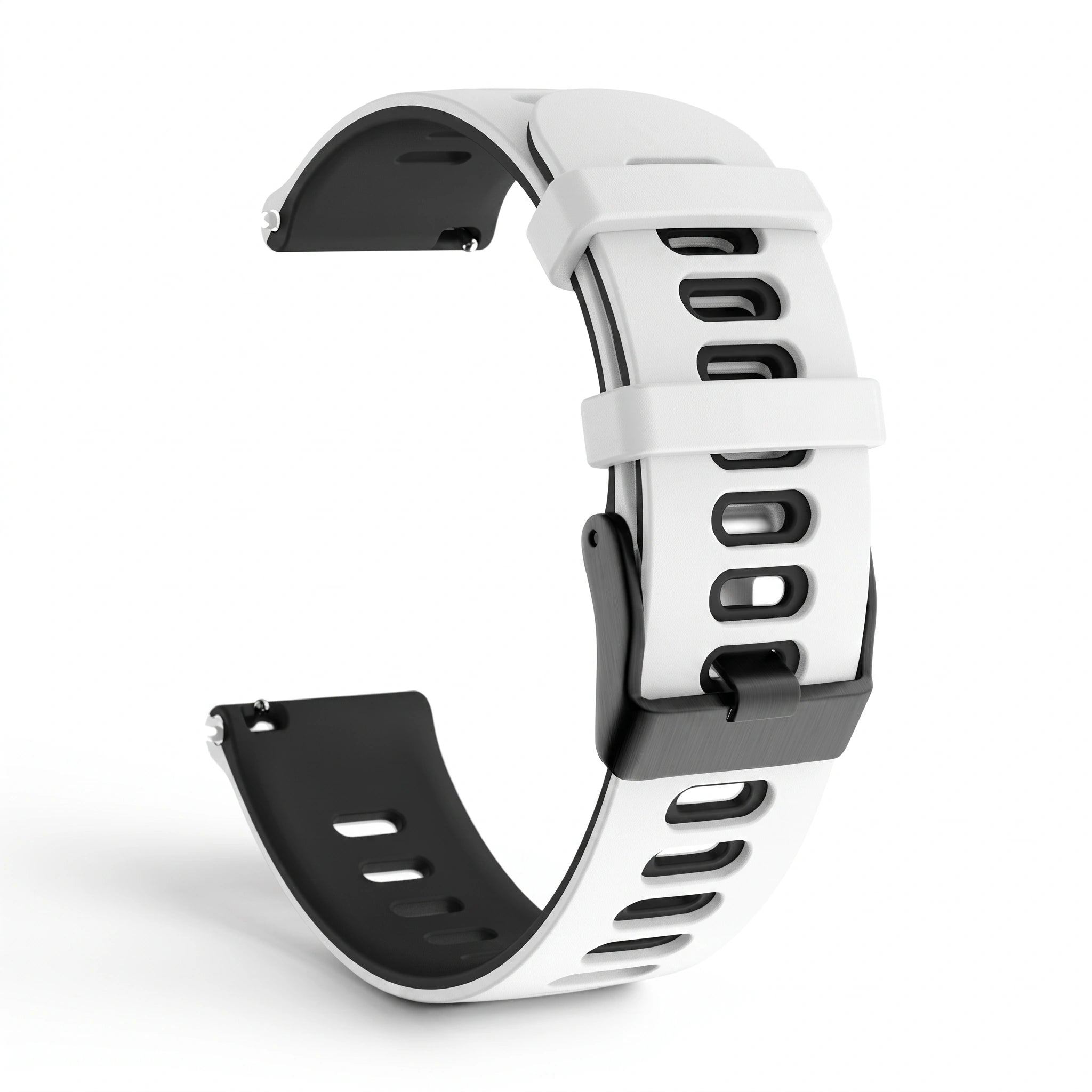 Bracelet Rhythm silicone blanc, vue de profil - Garmin Quick Release 22mm | Clipz-it