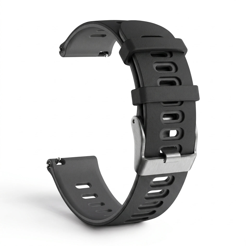 Bracelet Rhythm silicone noir, vue de profil - Garmin Quick Release 22mm | Clipz-it